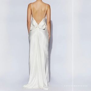 MESHKI KAILEY Low Back Maxi Dress With Detachable Bow Train - White